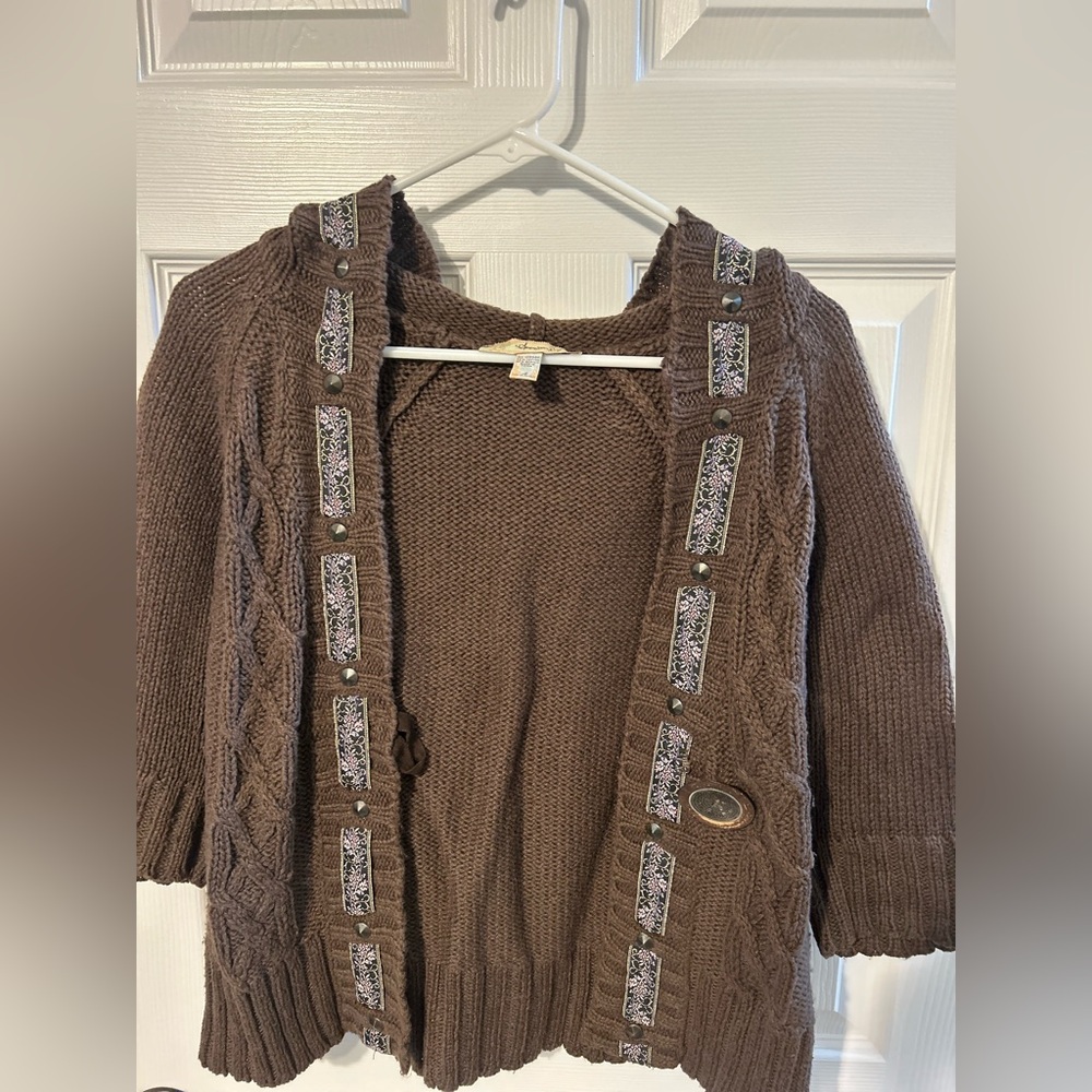 American Rag Brown Cable Knit Cardigan